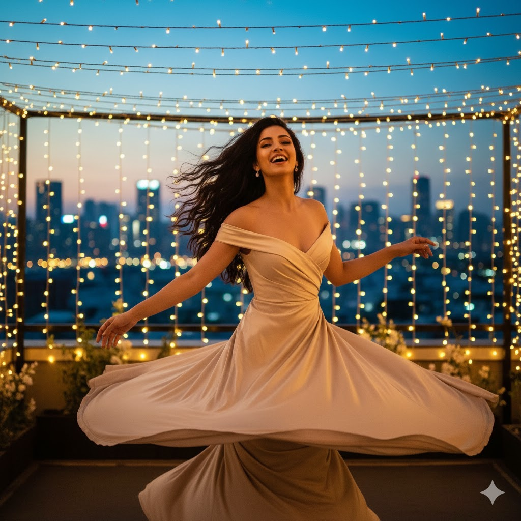 A girl dressed in futuristic fashion